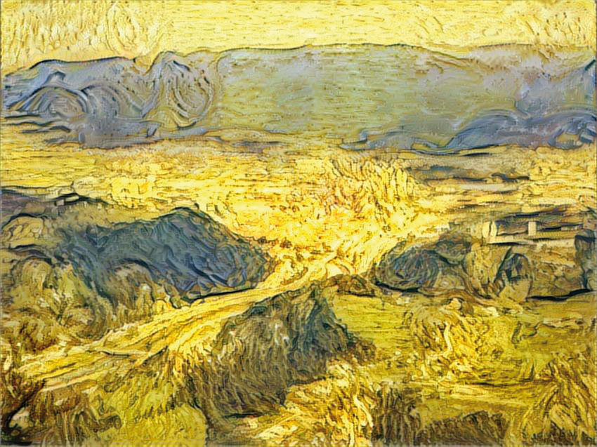 Algoritem globokega učenja lahko fotografijo Celja predrugači v slogu Van Goghove slike Žitno polje s koscem.
